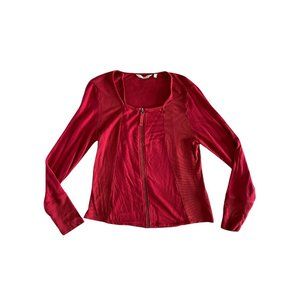 Soft Surroundings Bellissima Full Zip Top Red Ribbed Womens Size M 2CM55‎